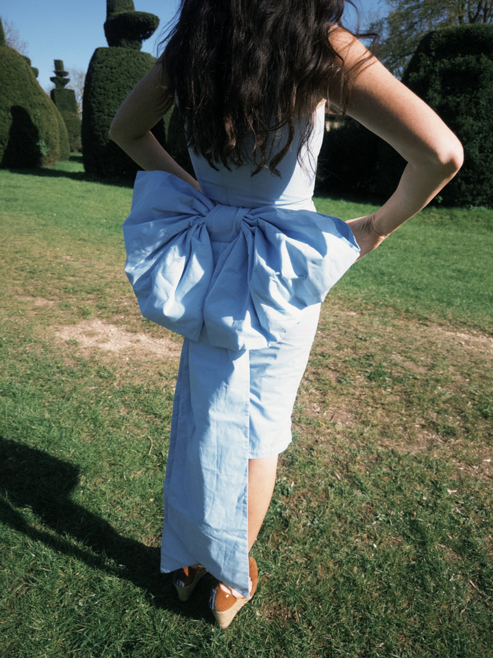 Baby blue bow dress with detachable bow Dress Hannah Sophia England 