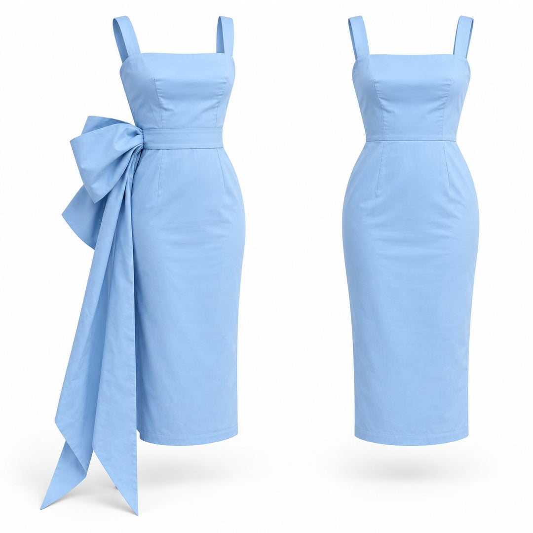 Baby blue bow dress with detachable bow Dress Hannah Sophia England 