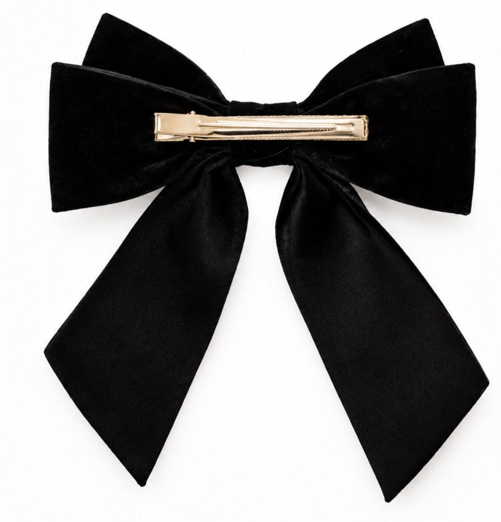 Black velvet bow clip Hannah Sophia England 