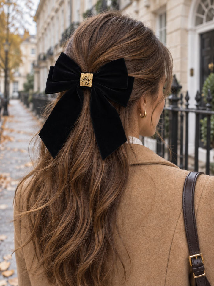 Black velvet bow clip Hannah Sophia England 