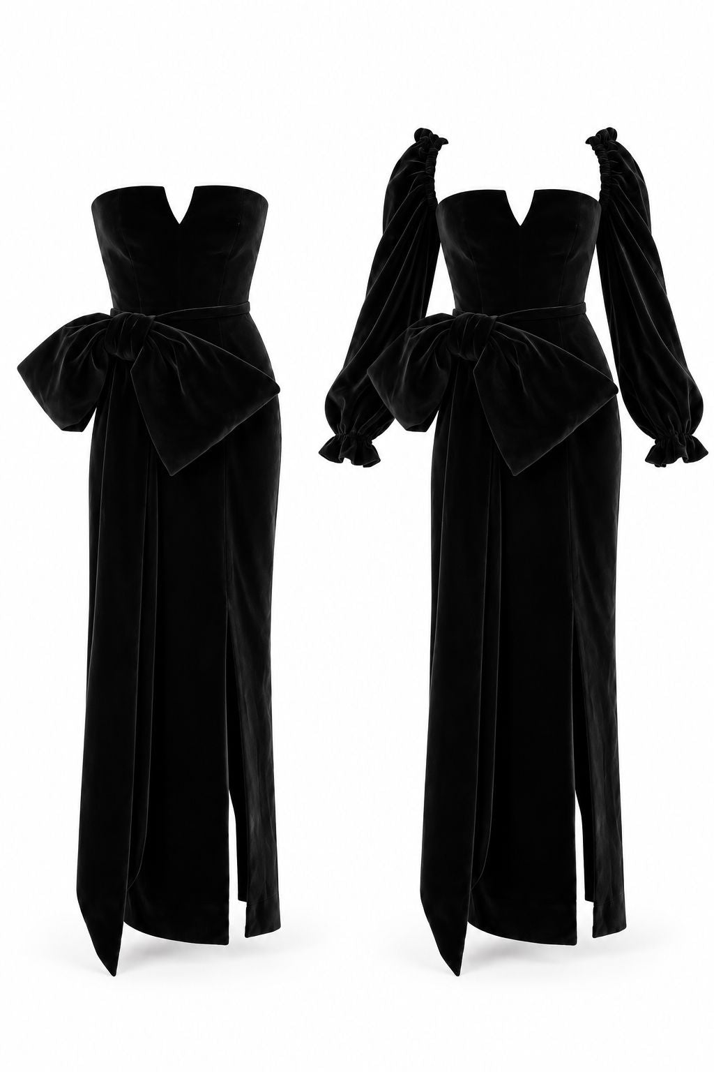 Black Velvet Detachable Bow Dress - Lady Martha Sitwell Dress Hannah Sophia England 