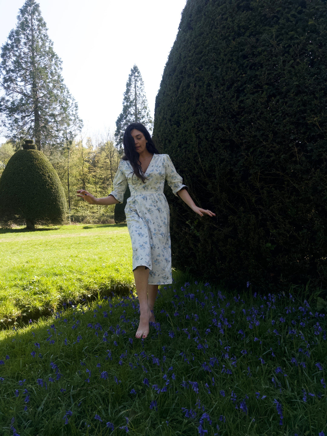 Ditsy - Reversible Wrap Dress | Floral Blue And Olive Green reversible Hannah Sophia England 