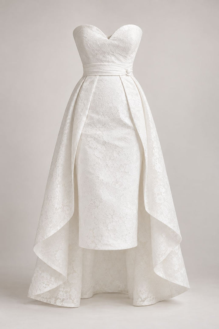 Elegant Detachable Ivory Lace wedding skirt Dress Hannah Sophia England 