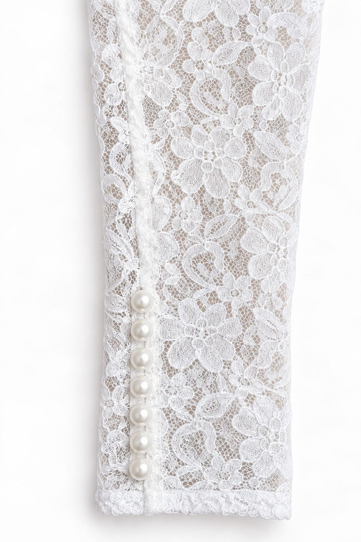 Elegant Ivory Lace wedding dress with detachable sleeves Dress Hannah Sophia England 