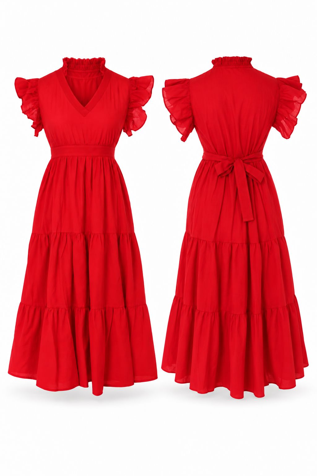 Lucy - Red Reversible Midi Dress Dress Hannah Sophia England 