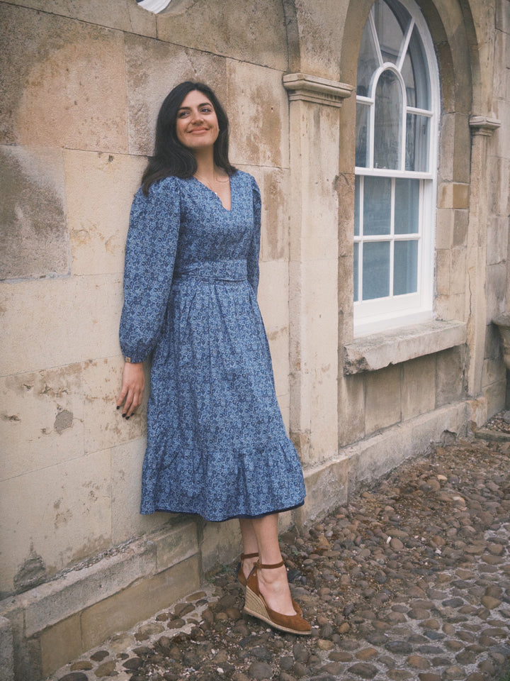 Ophelia Navy floral reversible dress Dress Hannah Sophia England 