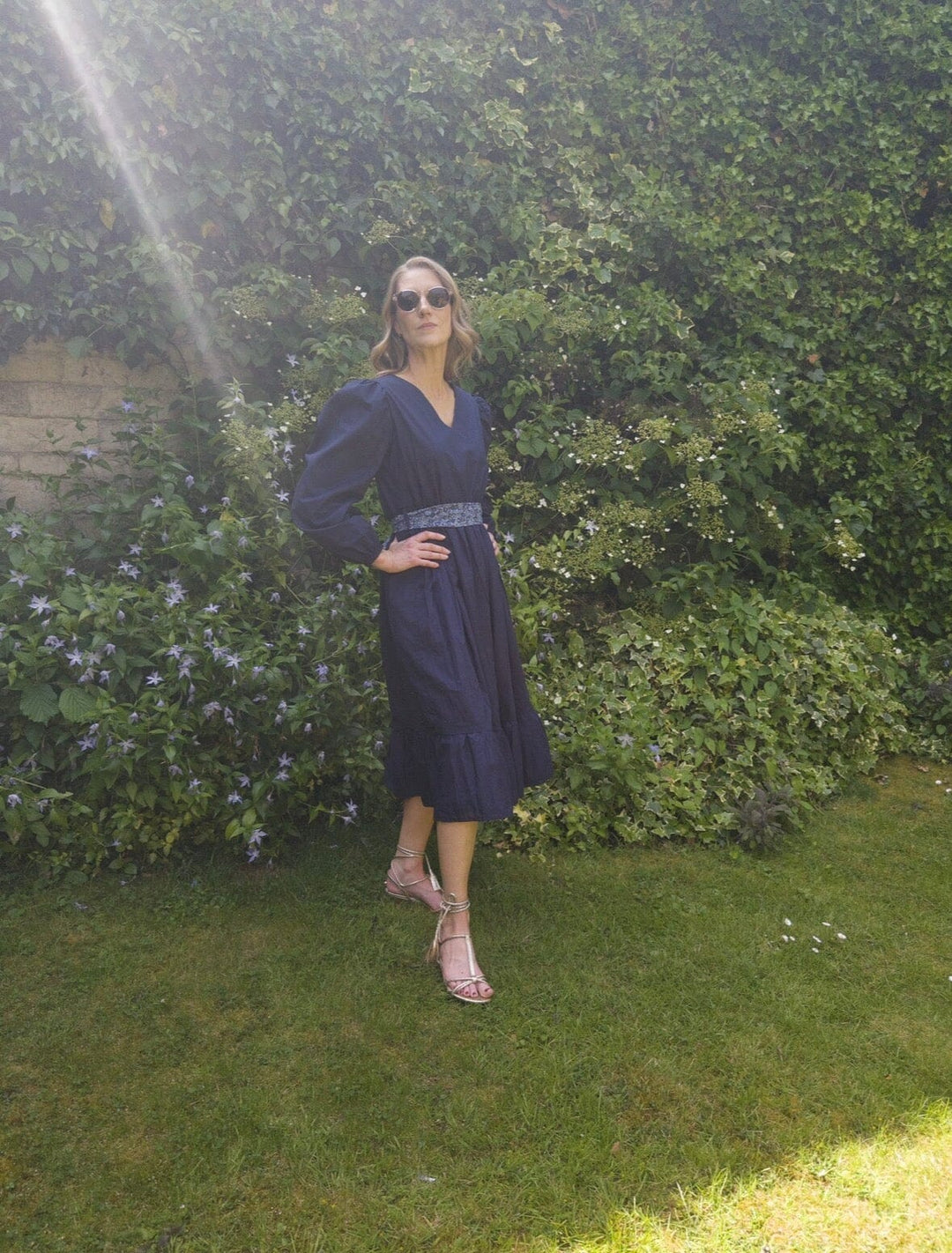 Ophelia Navy floral reversible dress Dress Hannah Sophia England 