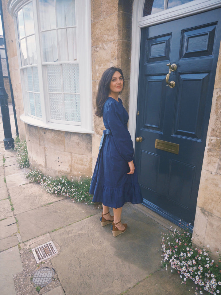 Ophelia Navy floral reversible dress Dress Hannah Sophia England 