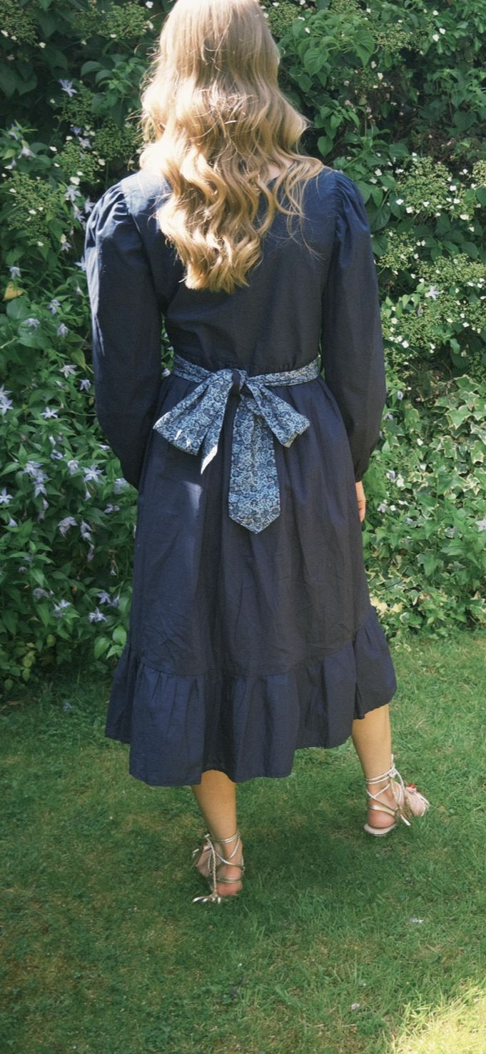Ophelia Navy floral reversible dress Dress Hannah Sophia England 