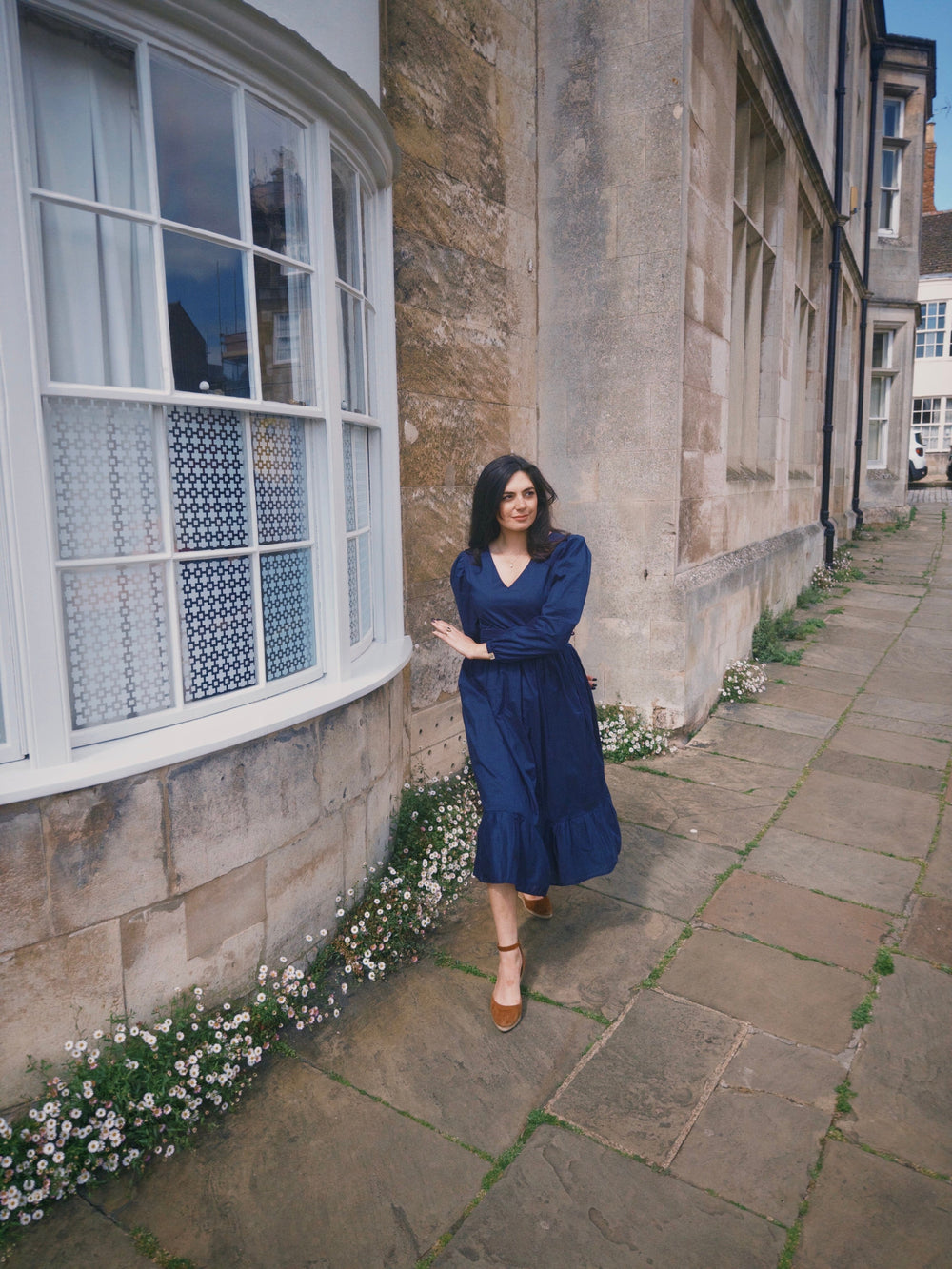 Ophelia Navy floral reversible dress Dress Hannah Sophia England 