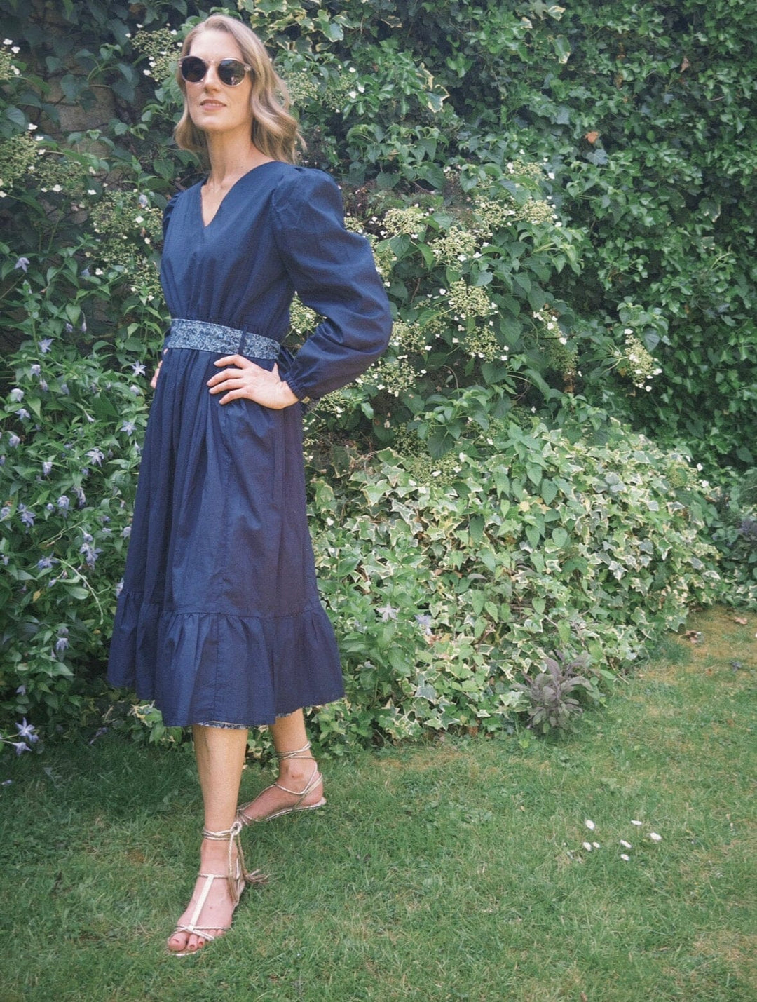 Ophelia Navy floral reversible dress Dress Hannah Sophia England 