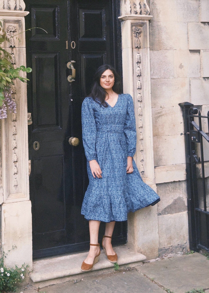 Ophelia Navy floral reversible dress Dress Hannah Sophia England 