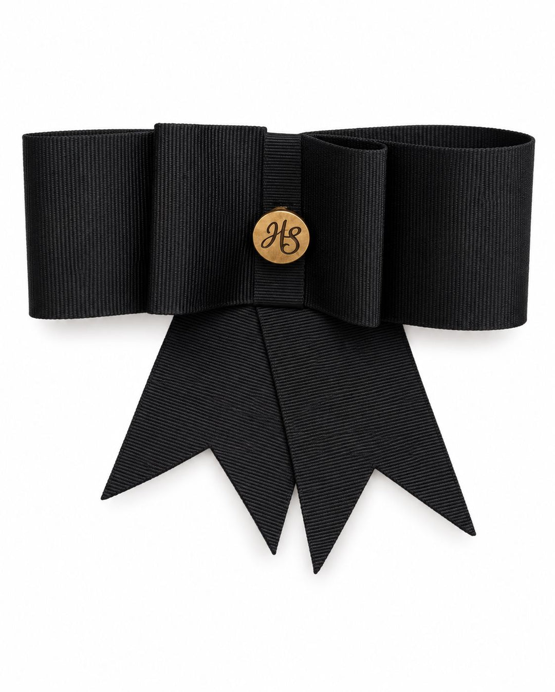 Preppy black bow brooch with HS details Hannah Sophia England 