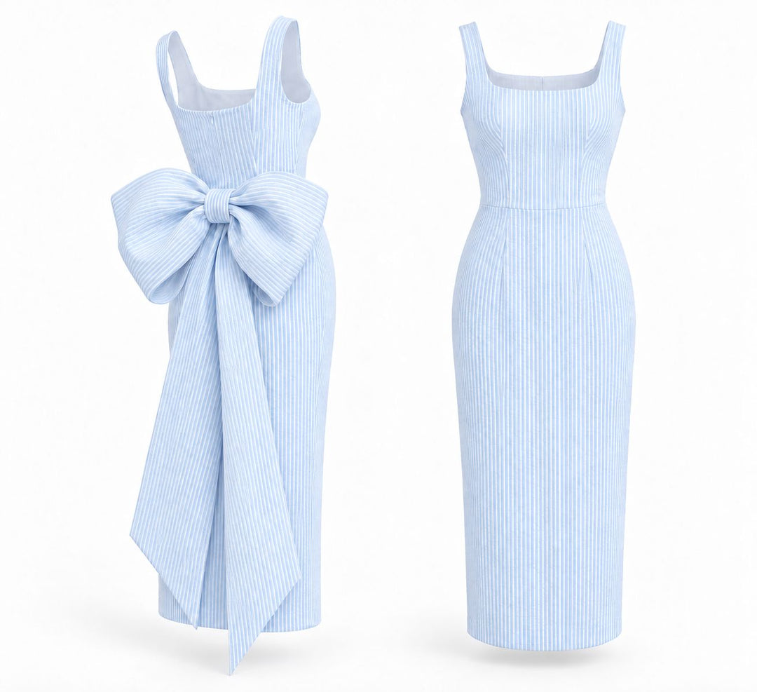 Rutland Blue Stripe Seersucker Dress Dress Hannah Sophia England 