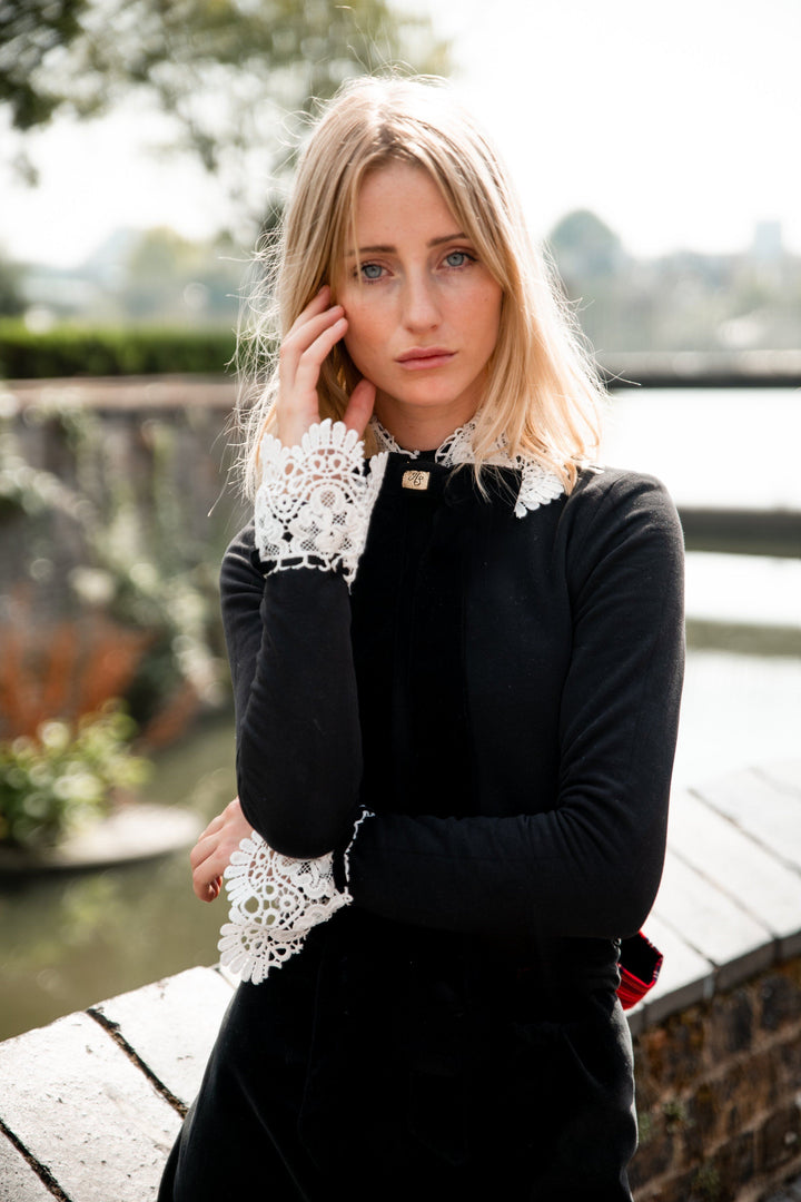 Holly skirt - Reversible short velvet / red tartan skirt Hannah Sophia England 