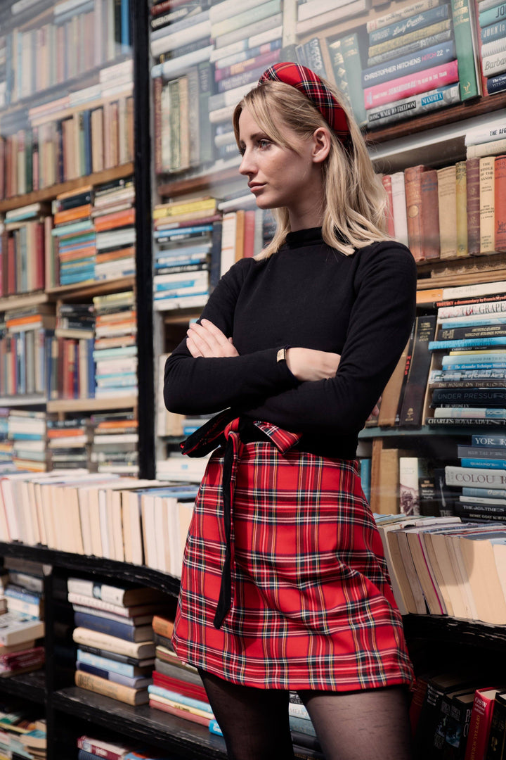 Holly skirt - Reversible short velvet / red tartan skirt Hannah Sophia England 